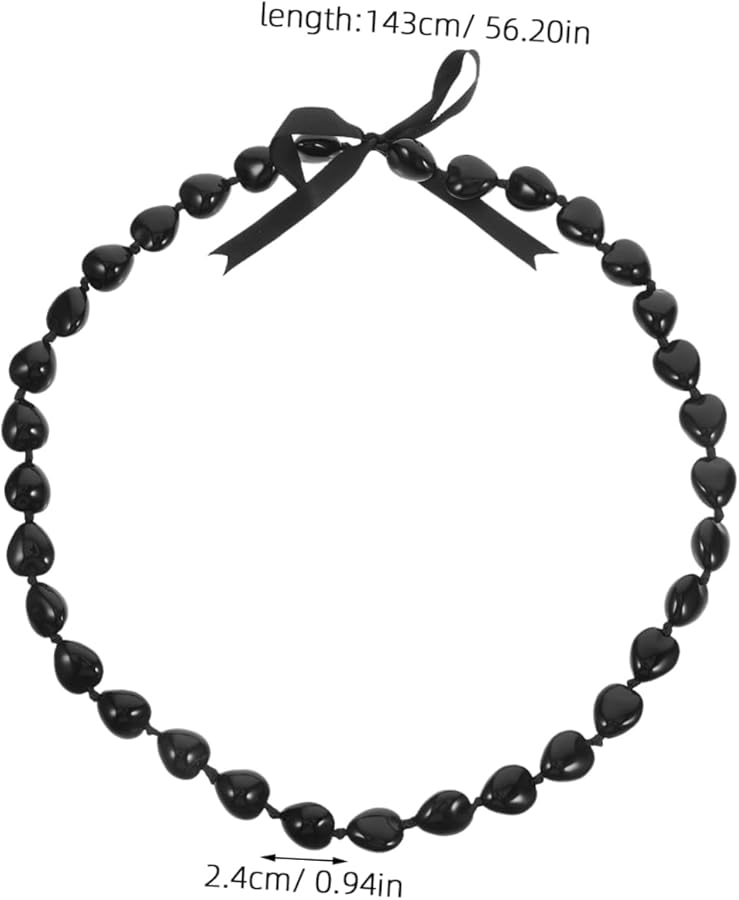 Black Graduation Necklace Acrylic Bead Lei Photo Booth Accessories Festive Party Jewelry - Image 2